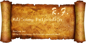 Récsey Felicián névjegykártya
